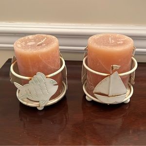 Beach vibe Fish and Sailboat candles decor